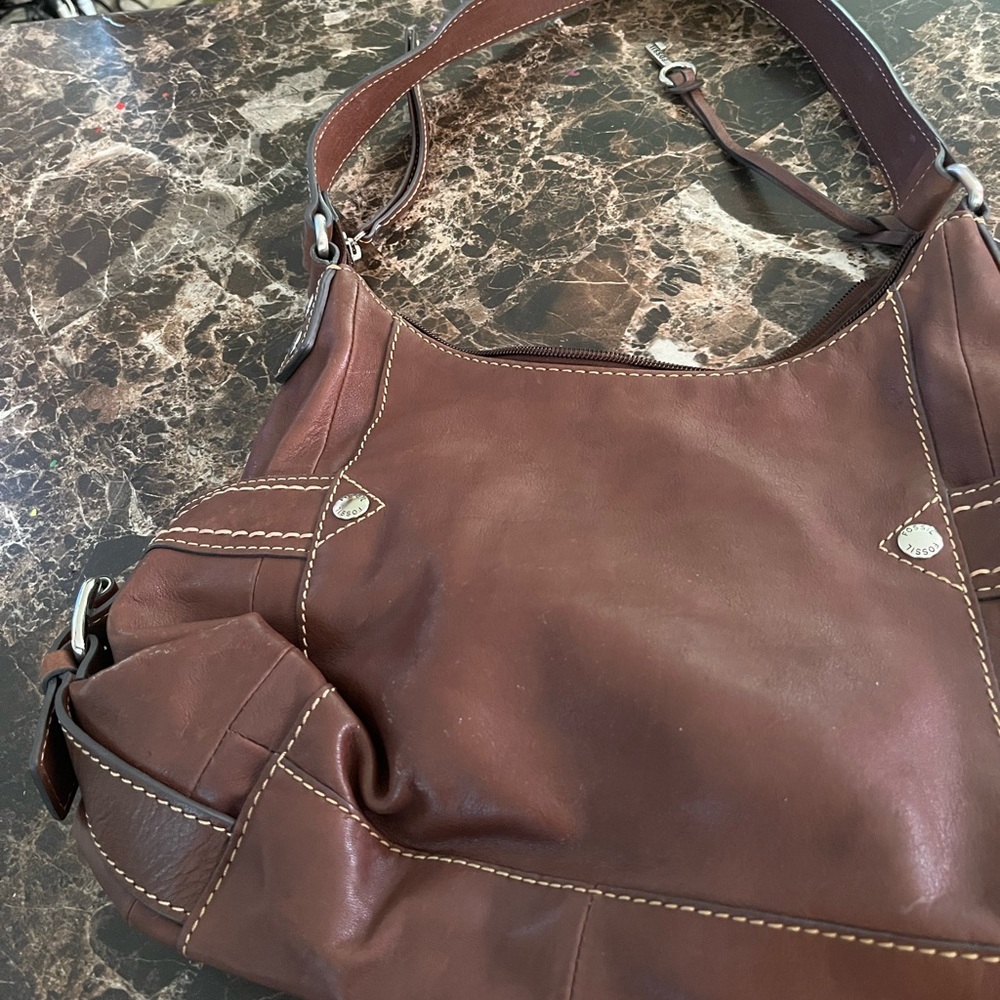 vintage leather fossil purse